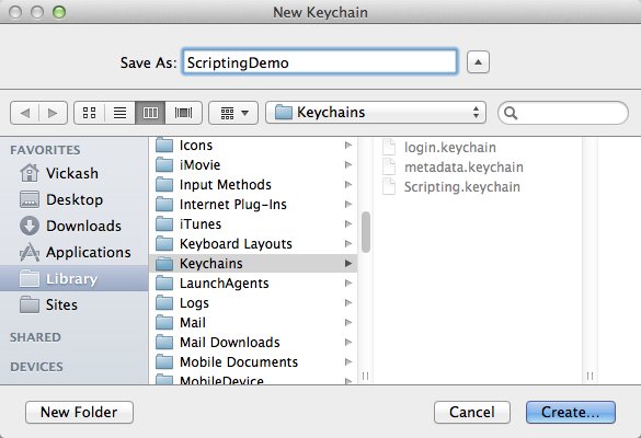 Create a new keychain.