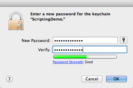 Set a password for the keychain.