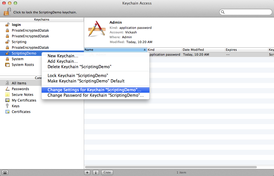 Edit the keychain settings.